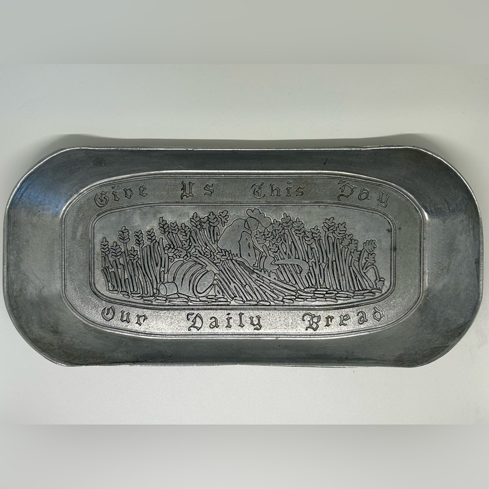 VTG Give Us This Day Our Daily Bread Metal Bread  Tray Dish